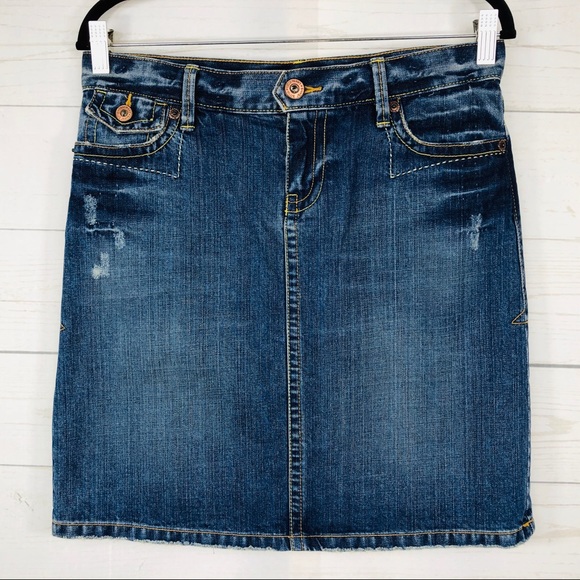 Old Navy Embroidered Pocket Jean Skirt Sz 4 - Picture 3 of 6